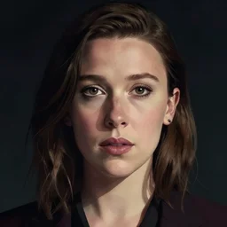 portrait of millie bobby brown by yoji shinkawa, dark lighting