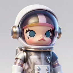 an adorable spacepunk princess with a ridiculously massive space helmet