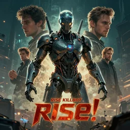 rise killbot, rise!, intricate movie poster illustration by josan gonzalez, dan mumford, greg rutkowski, cinematic composition, dynamic beautiful lighting, octane render, artstation trending