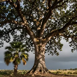 British oak tree combined with palm tree
