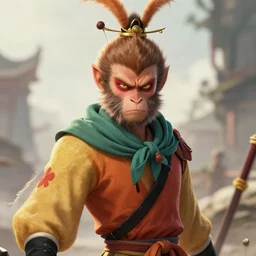 detailed beautiful sun wukong art of a protagonist, depth of field, on artists amino, artists reddit by sakimichan patreon, wlop, weibo high quality art on artstation