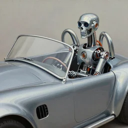 closeup of shelby cobra, biomechanical, mechanical by norman rockwell h.r giger, norman rockwell, giger, highly detailed, soft lighting, 8k resolution, oil on canvas
