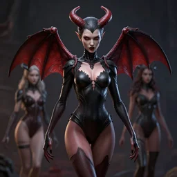 worksafe, clothed. insanely detailed. instagram photo, kodak portra. by wlop, ilya kuvshinov, krenz cushart, greg rutkowski, pixiv. zbrush sculpt, octane, maya, houdini, vfx. a succubus in leotard. cinematic dramatic atmosphere, sharp focus, volumetric lighting.