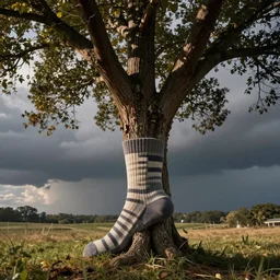 a tree made of socks
