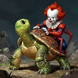 maturin the giant space turtle fighting pennywise in his spider form. art by tomasz alen kopera