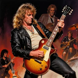 barry chuckle ( shredding on a gibson les paul, art by glenn fabry and frank frazetta )