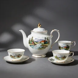 Engalnd Porcelain tea set, 80mm, soft contrast, still life photo studio