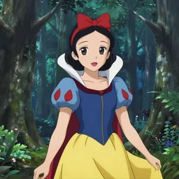 portrait of snow white, forest background, rich vivid colors, ambient lighting, dynamic lighting, 4k, HQ, official media, anime key visual, makoto shinkai, ilya kuvshinov, lois van baarle, rossdraws, detailed, trending on artstation