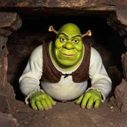 old photo of Shrek hidden in a dark basement