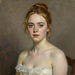 Elle Fanning, oil painting by John Sargent