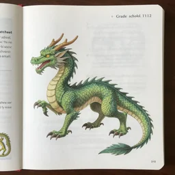 photocopy of a grade school workbook on dragon anatomy