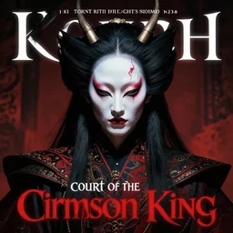 cover of court of the crimson king but with a butoh facial expression