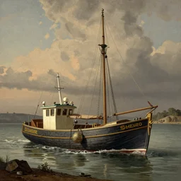 victorian scientific diagram of a fishing boat