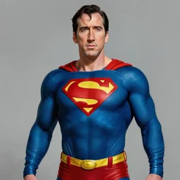 Nicolas Cage as Superman, photorealistic digital painting, digital art by brian bolland by alex ross