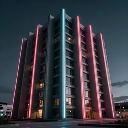 neon brutalist architecture, ultrarealistic, sharp