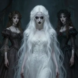 abeloth, scary young woman, long white hair, creepy, horror, elegant, ethereal horror fantasy art by greg rutkowski and magali villeneuve and claude monet