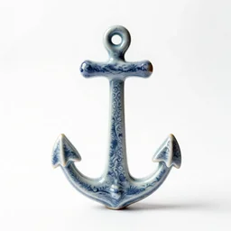 porcelain anchor, photorealistic, isolated on a pure white background, centered, entire object in frame, sharp focus, soft studio lighting