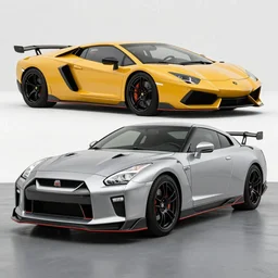 a nissan gtr r 3 4 in a shape of lamborghini huracan car design, car photography, car design