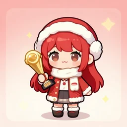 a chibi kawaii red haired girl with winter clothe, winning artstation competition