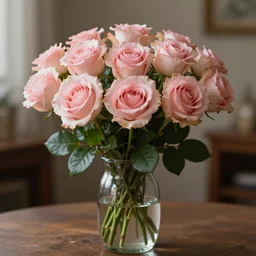 highly detailed realistic photo of roses in glass vase, very sharp focus, blurry background, award winning masterpiece photography, hyper realistic, concept art, 8 k detail post - processing