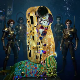 underwater bioshock steampunk portrait, hyper detailed, digital art, cinematic lighting, studio quality, smooth render, unreal engine 5, octane rendered, art style by klimt and nixeu and ian sprigger and wlop and krenz cushart.