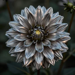 a metallic dahlia hybrid made of steel