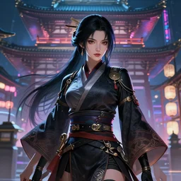 portrait futuristic ninja gaiden female, in a future tokyo temple, neon light, ssci - fi and fantasy, intricate and very very beautiful and elegant, highly detailed, digital painting, artstation, concept art, smooth and sharp focus, illustration, art by tan zi and ayanamikodon and alphonse mucha and wlop, ninja wardrobe by irakli nadar