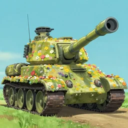 wholesome animation key shot, an army tank covered in flowers, studio ghibli, pixar and disney animation, sharp, disney concept art watercolor illustration by mandy jurgens and alphonse mucha and alena aenami, pastel color palette, dramatic lighting