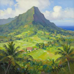 a beautiful landscape of Reunion Island painting by Victo Ngai,trending on artstation