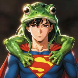 portrait of a superhero with frog powers by Kohei Horikoshi