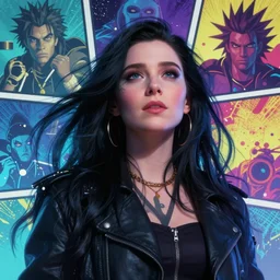low angle portrait of Bjork, tepainting concept Blizzard pixar maya engine on stylized background splash comics global illumination lighting artstation lois van baarle, ilya kuvshinov, rossdraws