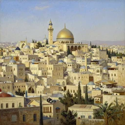 High-Quality orientalist painting of the old city of Damascus, very detailed, oil on canvas.