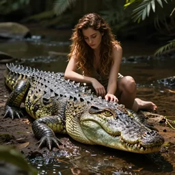 werecreature consisting of a human and crocodile, photograph captured at woodland creek