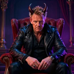 photorealistic gordon ramsay is satan. hyperdetailed photorealism, 1 0 8 megapixels, amazing depth, high resolution, 3 d shading, 3 d finalrender, 3 d cinematic lighting, glowing rich colors, psychedelic overtones, artstation concept art.