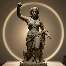 clay statue representing wrath, dramatic lighting, rimlight