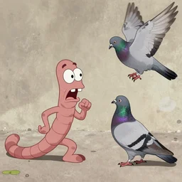 earthworm Jim fighting a pidgeon