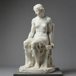 a sculpture of a person sitting on top of a chair, a marble sculpture by nicola samori, behance, neo - expressionism, marble sculpture, apocalypse art, made of mist 1 2 3 5 0. 0