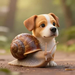 a cinematic anthropomorphic human snail, half dog half snail, ultra realistic, canon, 3 5 mm, bokeh, coherent, warm colors