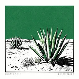 art by brian reedy, dark green and black ink linocut print of a desert with a few agave plants here and there, 8 k, frostbite 3 engine, cryengine, dof, trending on artstation, digital art, crepuscular ray