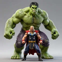 detailed digital art incredible hulk thor chimera, ultra - realistic, detailed lighting and textures, action pose, intricate, studio quality, improbable,