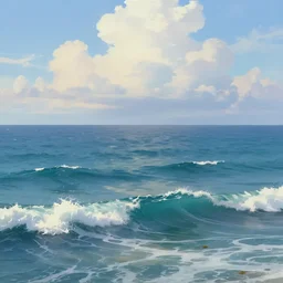 digital matte fantasy dreamy seascape, artstation, behance, 8 k by bob ross