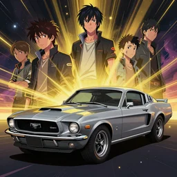 a detailed render of a cyberpunk 1 9 6 7 ford mustang fastback, vector art, by dan mumford, yusuke murata, makoto shinkai, ross tran, cosmic, heavenly, god rays, intricate detail, cinematic, 8 k, cel shaded, unreal engine, featured on artstation, pixiv