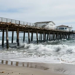 Santa Monica pier destroyed by a tsunami