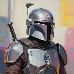 greg manchess portrait painting of armored mandalorian reimagined as overwatch character, medium shot, asymmetrical, profile picture, organic painting, sunny day, matte painting, bold shapes, hard edges, street art, trending on artstation, by huang guangjian and gil elvgren and sachin teng