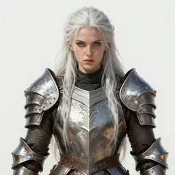 barbarian, plated armor!!! long wild white hair!! fantasy, d & d, intricate ornate details, digital painting, beautiful eyes!, pretty face!!, symmetry, concept art, sharp focus, illustration, art by artgerm! greg rutkowski magali villeneuve wlop! ilya kuvshinov!!, octane render