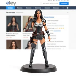 Image on the store website, eBay, Full body, 80mm resin detailed Miniature of Megan Fox in armor is talking with an orc warrior