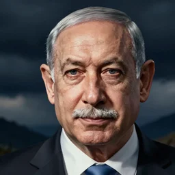 Benjamin Netanyahu with a mustache