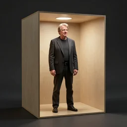 george lucas standing inside of a cornell box 3 d render, path tracing