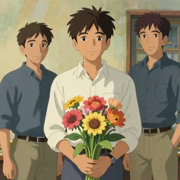 artwork by Michael Whelan, Bob Larkin and Tomer Hanuka, of a solo individual portrait of an Indian guy with flowers, dapper, simple illustration, domestic, nostalgic, full of details, by Makoto Shinkai and thomas kinkade, wes anderson, wes anderson, wes anderson, wes anderson, wes anderson, Matte painting, trending on artstation and unreal engine