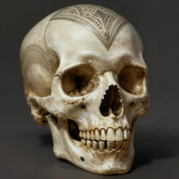 concept art skull, the skull is decorated with art deco patterns, close - up portrait, powerfull, intricate, elegant, volumetric lighting, scenery, digital painting, highly detailed, artstation, sharp focus, illustration, concept art, ruan jia, steve mccurry